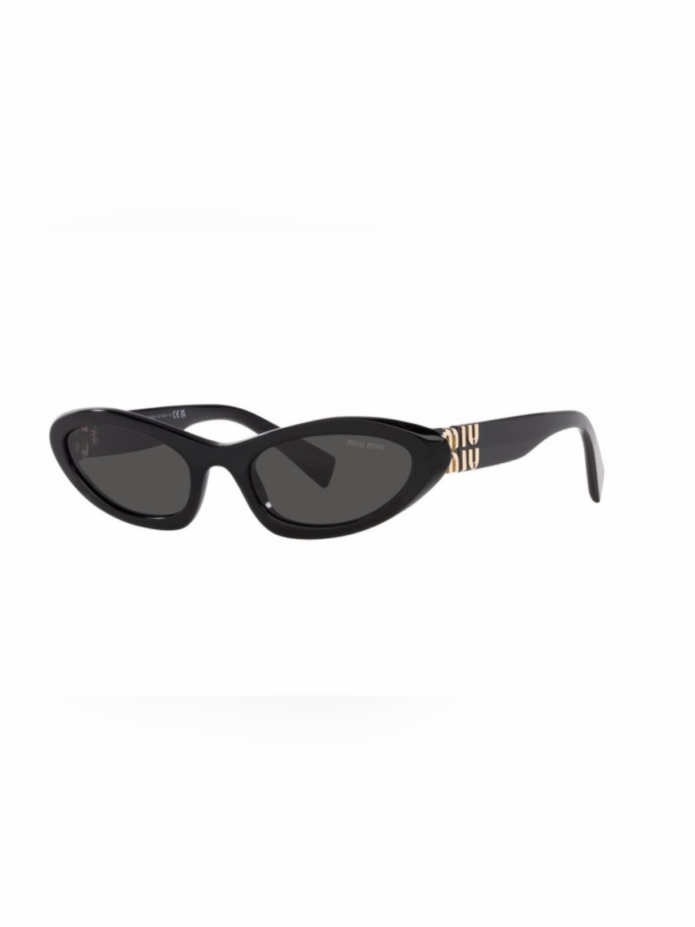 Miu Miu Black Cat-Eye Sunglasses with Gold Temple Logo